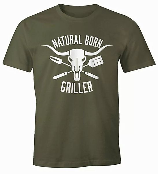 MoonWorks Print-Shirt Herren T-Shirt Natural Born Griller Fun-Shirt Grillen günstig online kaufen