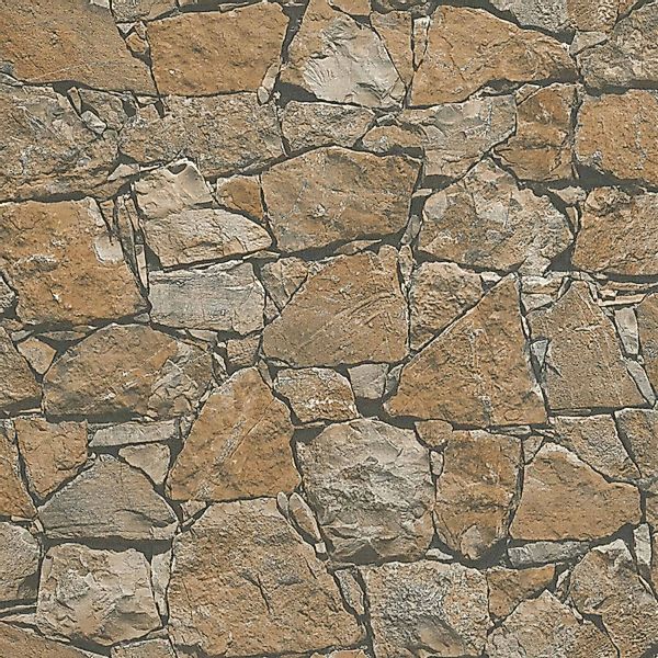 Bricoflor Braune Tapete in Bruchstein Optik Naturstein Tapete mit 3D Effekt günstig online kaufen