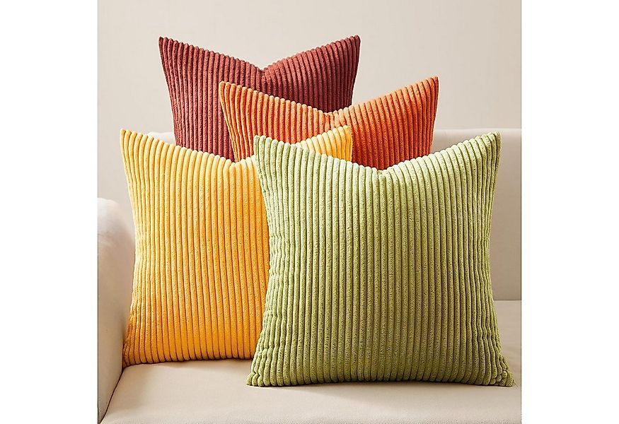 Topfinel Kissenbezüge 4er Set Kordsamt, flauschig Farbverlauf, Gestreift, k günstig online kaufen