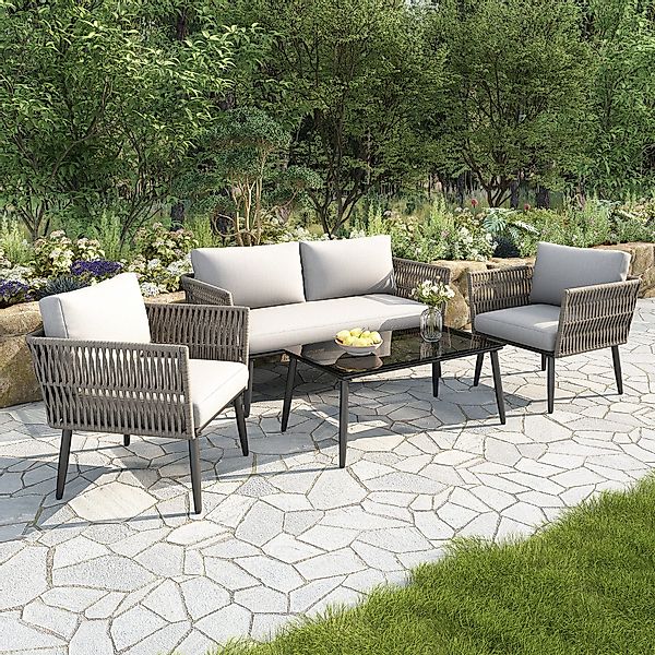 MODFU Gartenlounge-Set Gartenmöbel-Set, Eckgarnitur, (Gartenmöbel-Set, Outd günstig online kaufen