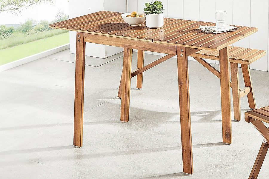 riess-ambiente Gartentisch BALI 110cm braun – Massivholz, ausklappbar, wett günstig online kaufen