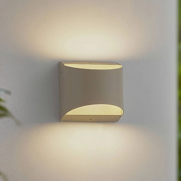 Lindby LED-Außenwandleuchte Lenore, beige, Metall, 13,5cm günstig online kaufen
