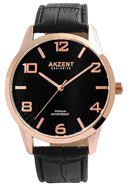 AKZENT Quarzuhr Khalil AKZENT EXCLUSIVE Herrenuhr mit Band aus Lederimitat, günstig online kaufen