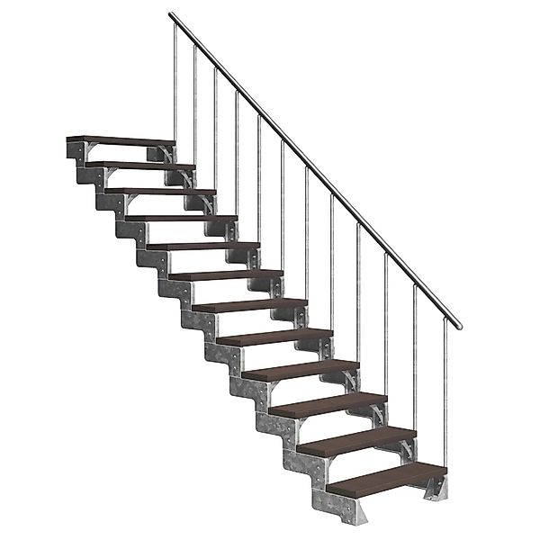 Dolle Außentreppe Gardentop 12 Trimax-Stufen 80 cm Dunkelbraun + Alu-Geländ günstig online kaufen