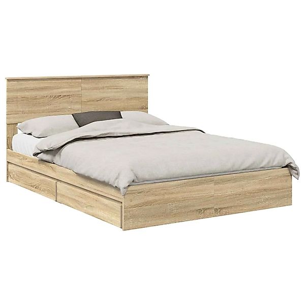 vidaXL Stauraumbett Sonoma-Eiche 140 x 200 cm Holzwerkstoff 3408461 günstig online kaufen