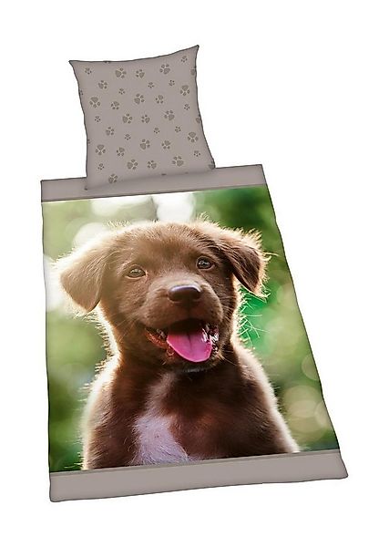 Herding Wendebettwäsche BUDDY, 135 x 200 cm, Grau, Grün, Braun, Baumwolle, günstig online kaufen