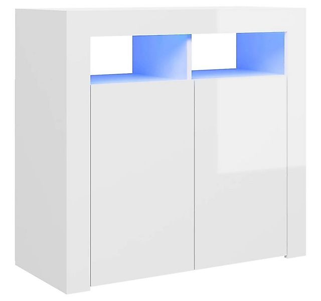 furnicato Sideboard mit LED-Leuchten Hochglanz-Weiß 80x35x75 cm (1 St) günstig online kaufen