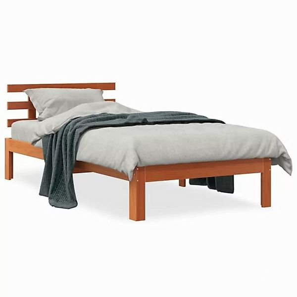 vidaXL Bett Massivholzbett ohne Matratze Wachsbraun 90x190 cm Kiefernholz günstig online kaufen