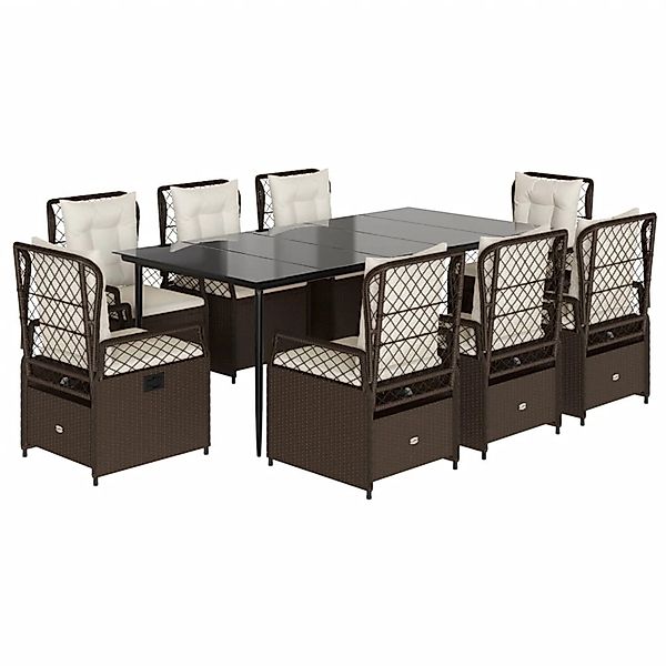 vidaXL 9-Tlg Garten-Essgruppe mit Kissen Braun Poly Rattan 3262977 günstig online kaufen