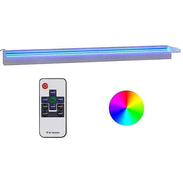 VidaXL Wasserfall-Element mit RGB LEDs Edelstahl 108 cm günstig online kaufen