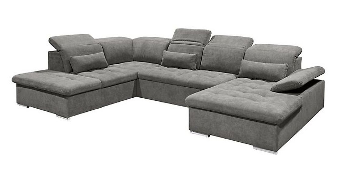 freiraum Wohnlandschaft WAYNE, Schlaffunktion, Stauraum, Bezug stone - 380x günstig online kaufen