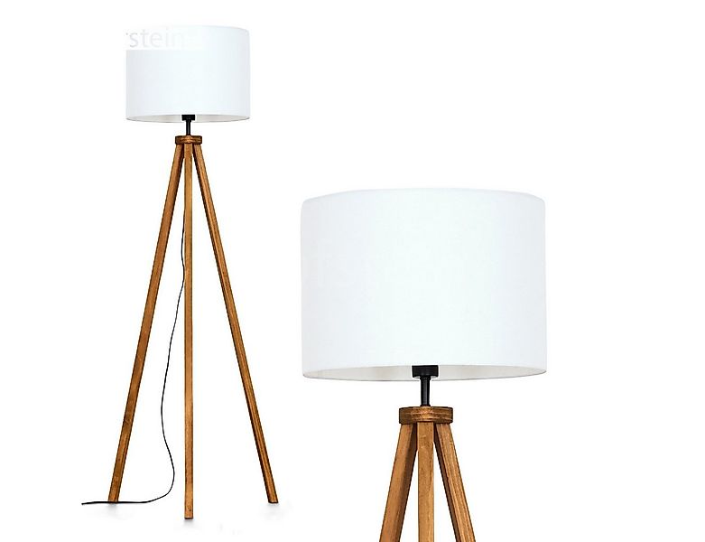 hofstein Stehlampe Stehlampe aus Holz/Stoff in Naturfarben/Weiß, ohne Leuch günstig online kaufen