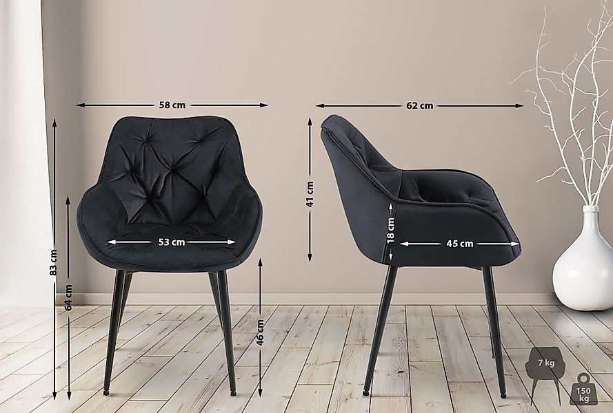 CLP Esszimmerstuhl Tanna Samt (2er Set), günstig online kaufen
