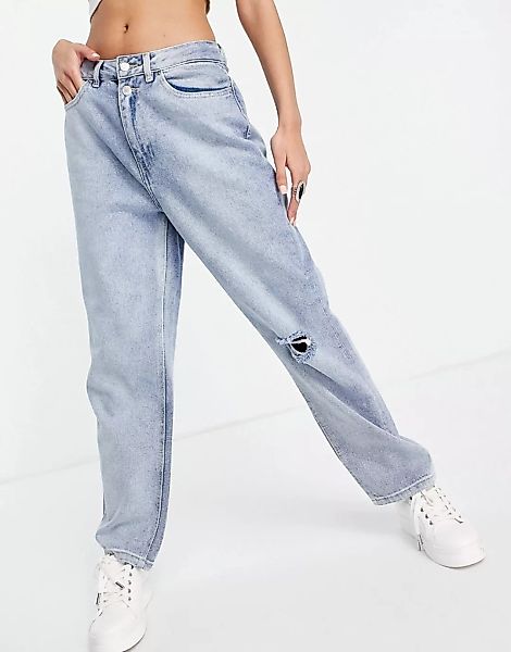 Urban Bliss – Schmale Jeans mit geradem Bein und Zierrissen in heller Wasch günstig online kaufen