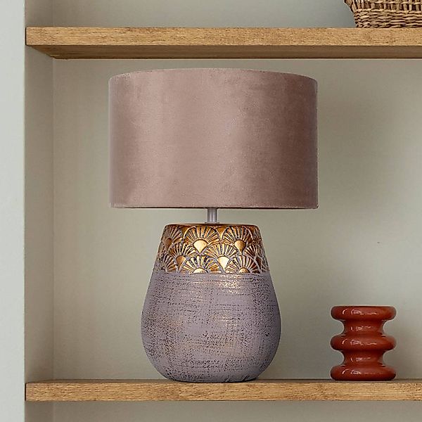 näve Tischleuchte Bronco, ohne Leuchtmittel, Keramikfuß mit goldenem Prägem günstig online kaufen