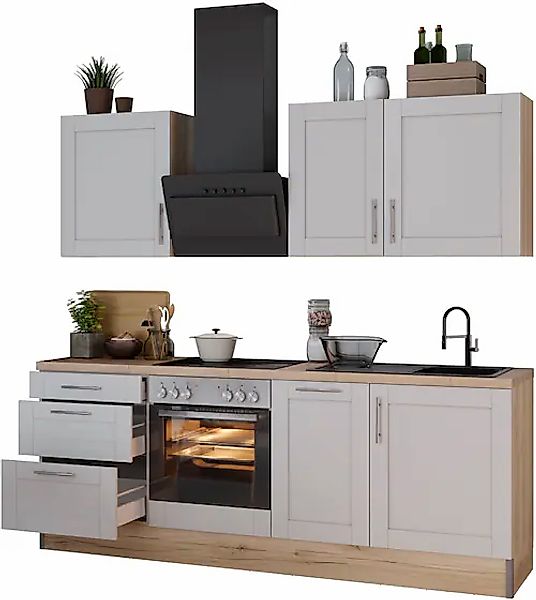 KOCHSTATION Küche »KS-Ahus«, Breite 225 cm,wahlweise mit E-Geräten,MDF Fron günstig online kaufen