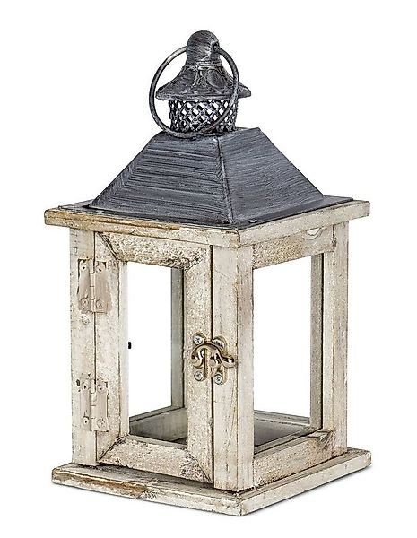 Levandeo® Kerzenlaterne, Laterne Holz 27x13x13cm Metall Glas Natur Braun günstig online kaufen