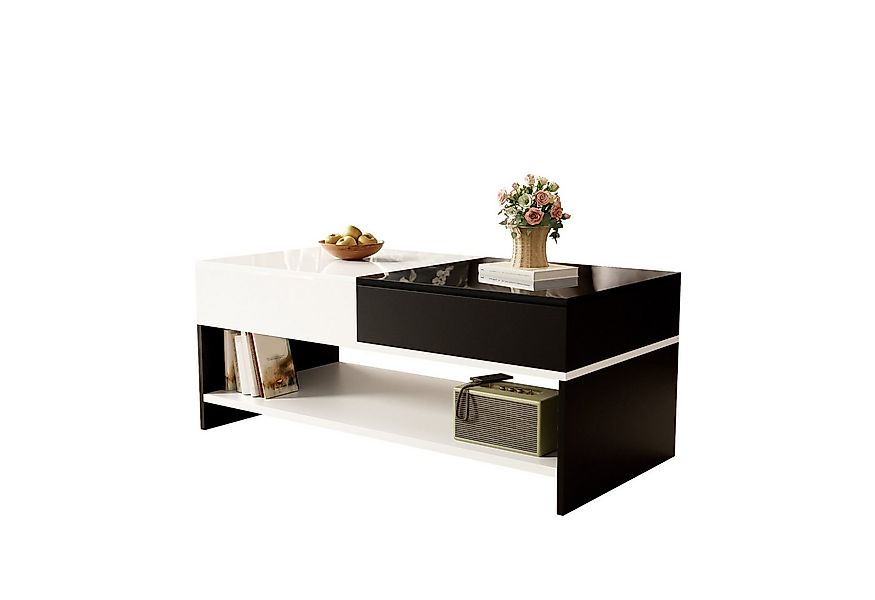 Merax Couchtisch (100 L x 48 B x 40 H cm, 1-St), hochglanz mit 2 Schubladen günstig online kaufen