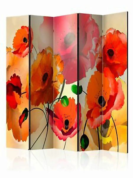 artgeist Paravent Velvet Poppies II [Room Dividers] grün-kombi Gr. 225 x 17 günstig online kaufen