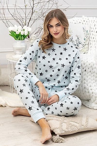 COOLISMO NIGHTWEAR Pyjama Damen Langarm Schlafanzug mit Bündchen-Abschluss günstig online kaufen