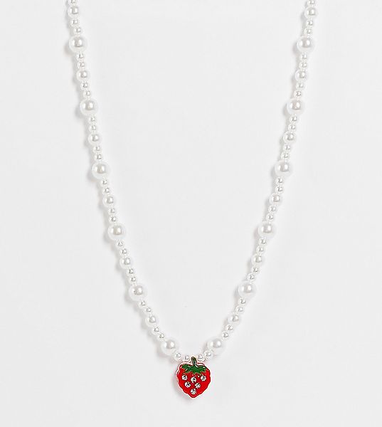 Reclaimed Vintage Inspired – Choker-Halskette aus Kunstperlen mit Erdbeer-A günstig online kaufen