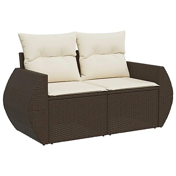 vidaXL Gartensofa mit Kissen 2-Sitzer Braun Poly Rattan 366211 günstig online kaufen