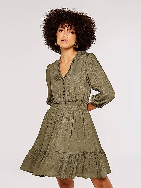 Apricot Druckkleid Diamond Jacquard 3/4 Sleeve Dress (1-tlg., Stoffgürtel) günstig online kaufen