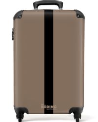 NoBoringSuitcases.com© Hartschalen-Trolley Hellbraun mit schwarzem Streifen günstig online kaufen