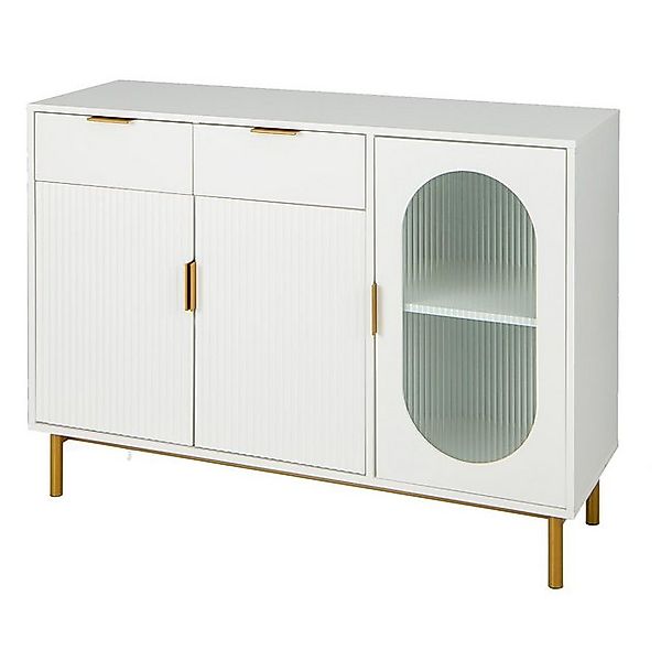 KOMFOTTEU Küchenbuffet Sideboard Küchenschrank, Glastür & Metallbeinen günstig online kaufen