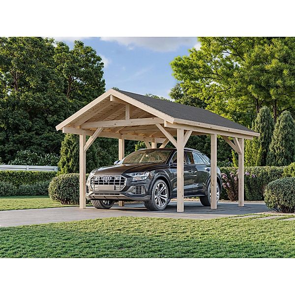 Palmako Carport Robert 315 x 372 cm Lackiert Dunkelgrau FSC® günstig online kaufen