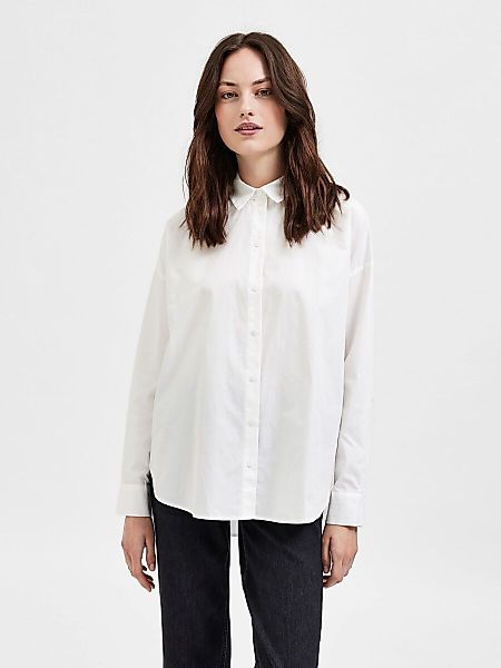 SELECTED Relaxed Fit Baumwoll Hemd Damen White günstig online kaufen
