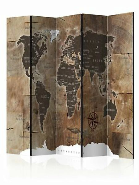 artgeist Paravent Room divider – Map on the wood weiß/bronze Gr. 225 x 172 günstig online kaufen