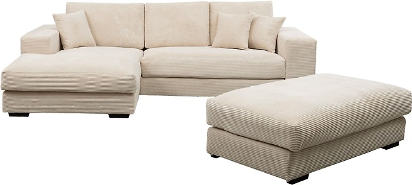 WERK2 Polstergarnitur »Eden L-Form + Hocker. Mega Couch Breite 286cm, Cord« günstig online kaufen