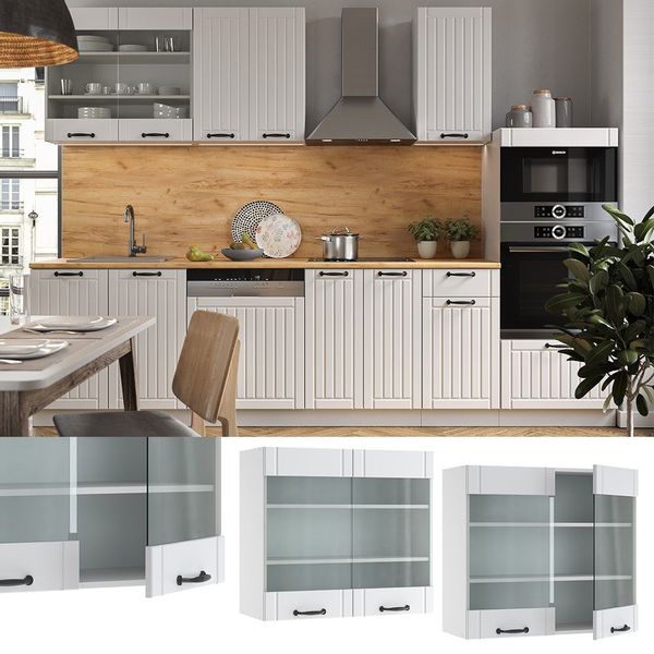 Vicco Glashängeschrank Fame-Line, Weiß Landhaus/Weiß, 80 günstig online kaufen