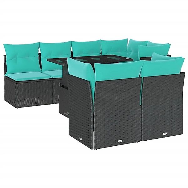 vidaXL 8-Tlg Gartensofa-Set mit Kissen Schwarz Polyrattan 3266407 günstig online kaufen