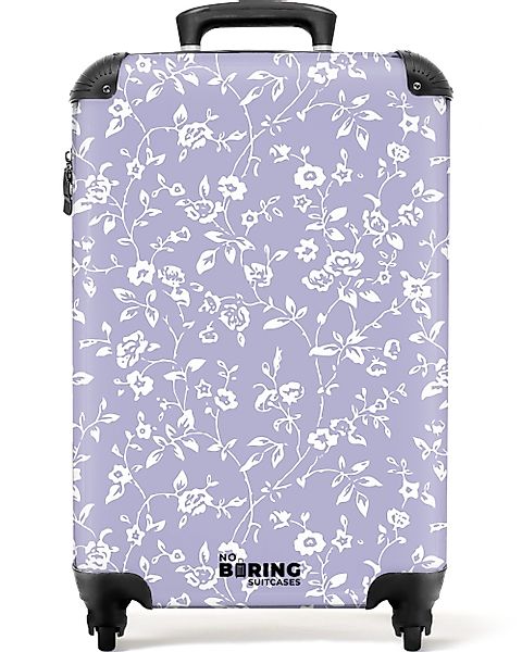 NoBoringSuitcases.com© Hartschalen-Trolley Helles Violett mit floralem günstig online kaufen