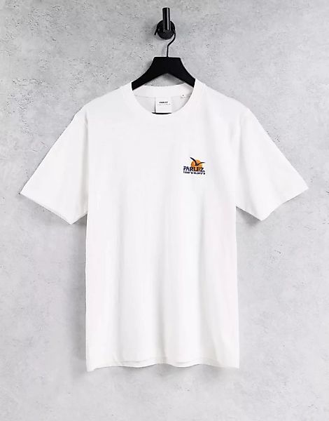 Parlez – Conrad – Besticktes T-Shirt in Weiß günstig online kaufen