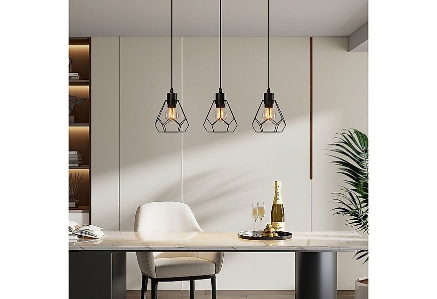 EMKE Pendelleuchte 3‑flammig, höhenverstellbar E27 Fassung Retro, ohne Leuc günstig online kaufen