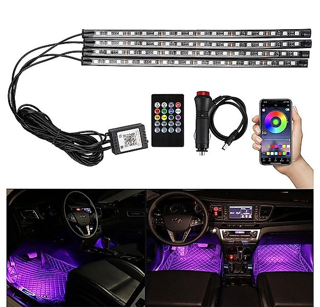 TUWENA LED Lichtleiste LED Innenbeleuchtung Auto, 4pcs 72 Strip Auto Ambien günstig online kaufen