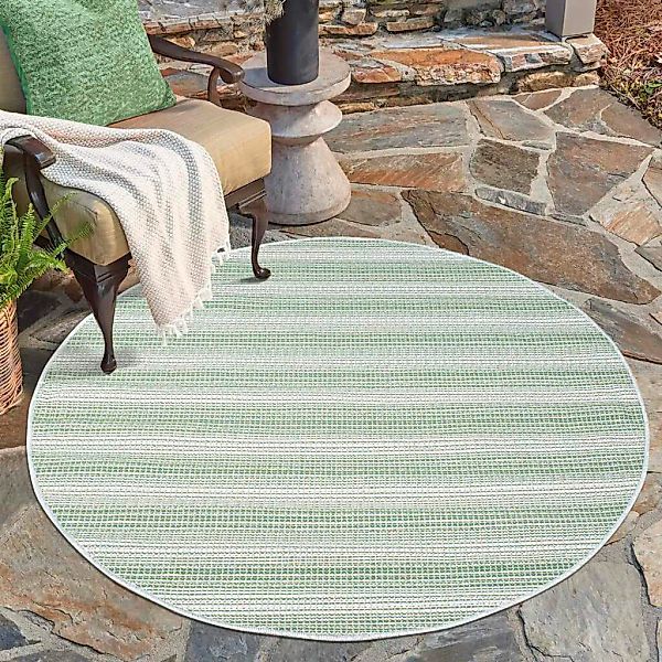 Carpet City Outdoorteppich "PALM3471" rund 5 mm Höhe Wetterfest & UV-bestän günstig online kaufen