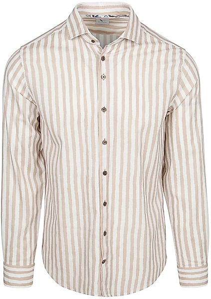 R2 Hemd Leinen Blend Stripes Beige - Größe XL günstig online kaufen