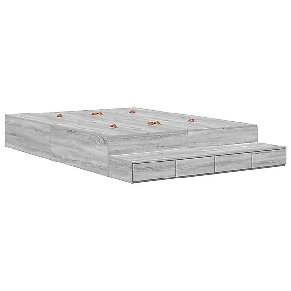 vidaXL Stauraumbett Grau Sonoma 140 cm Holzwerkstoff 3335698 günstig online kaufen