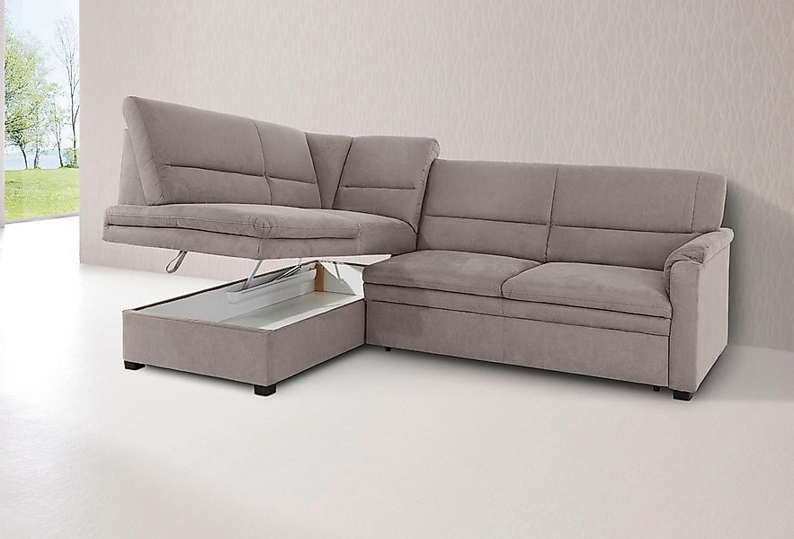 sit&more Ecksofa »Pisa L-Form«, mit Federkern, wahlweise mit Bettfunktion günstig online kaufen