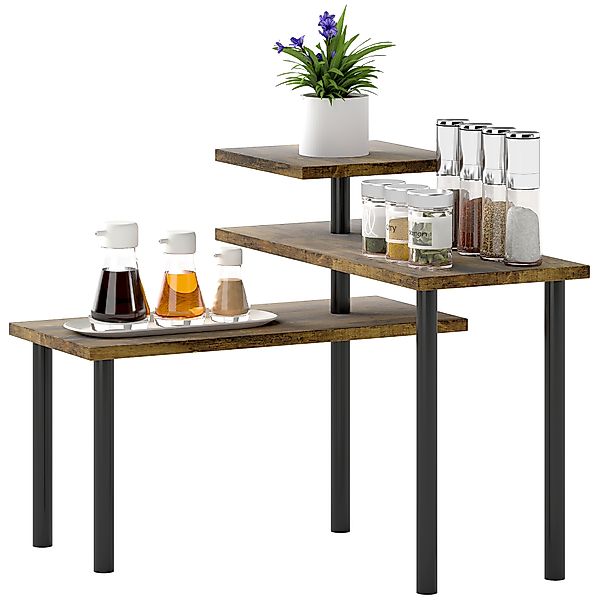 HOMCOM Küchenregal, Drehbar Mikrowellenregal mit 3 Ebenen, Industrielles St günstig online kaufen