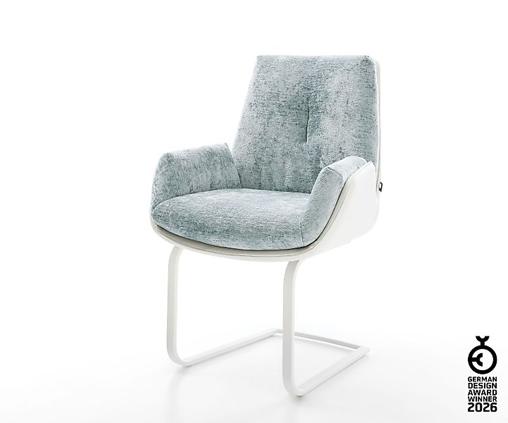 Freischwinger Clea-Flex Materialmix Echtleder Weiß-Pastellblau Freischwinge günstig online kaufen