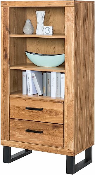 Home affaire Vitrine Metallfüße im Industrie-Design, Eiche Teilmassiv, viel günstig online kaufen