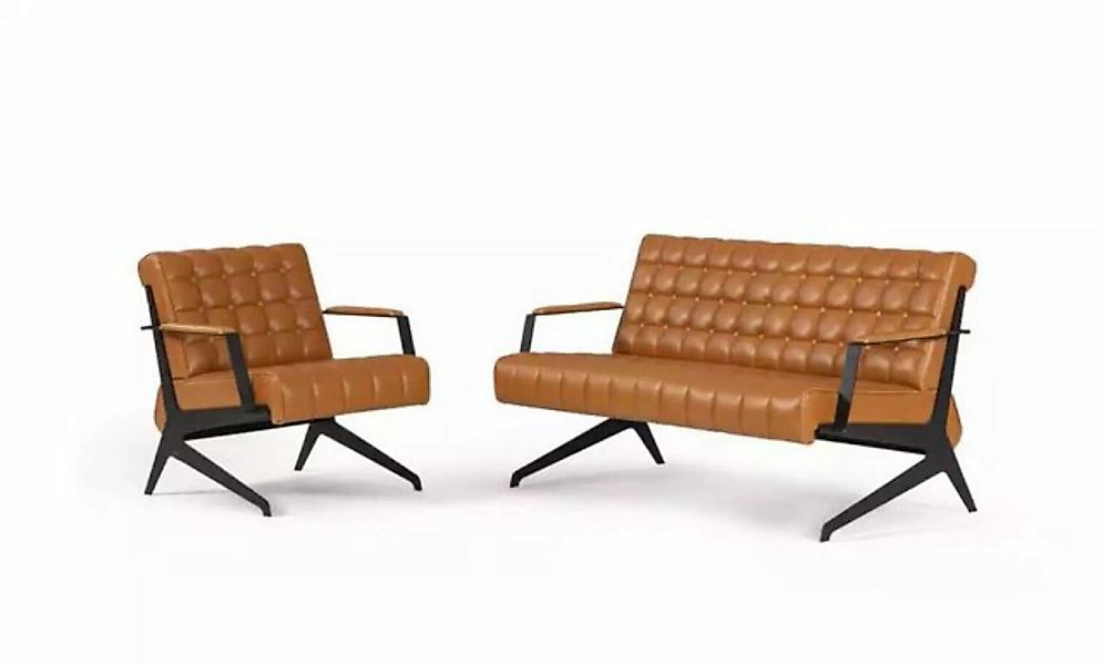 JVmoebel Sofa Hellbraune Arbeitszimmer Sitzgarnitur Zweisitzer Sessel, Made günstig online kaufen