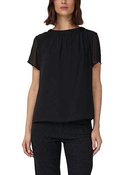 s.Oliver BLACK LABEL Kurzarmbluse mir Raffung am Ausschnitt günstig online kaufen
