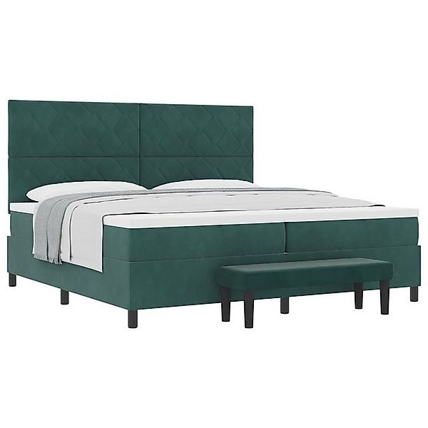vidaXL Bett Boxspringbett mit Matratze & Bank Dunkelgrün 200x200 cm Samt (2 günstig online kaufen