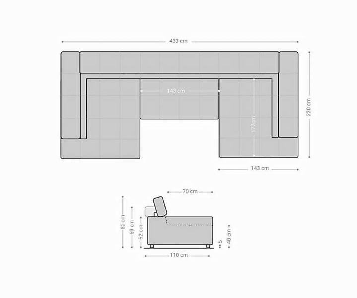 DELIFE Wohnlandschaft Phia, Cord Beige 430x220 cm Sofa günstig online kaufen